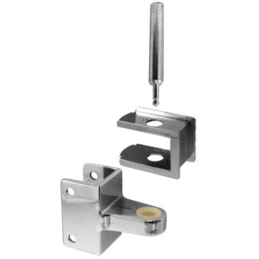 Chrome Plated Top Hinge Assembly For 1" Door, 1-1/4" Pilaster Sq Ed