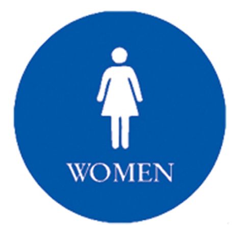 WOMEN'S RESTROOM SIGN BLUE