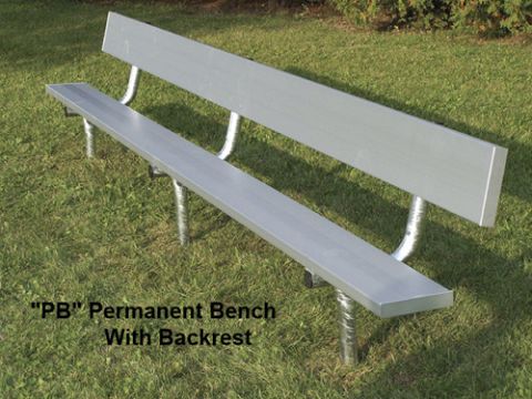 Permanent in Ground Aluminum Bench with Backrest