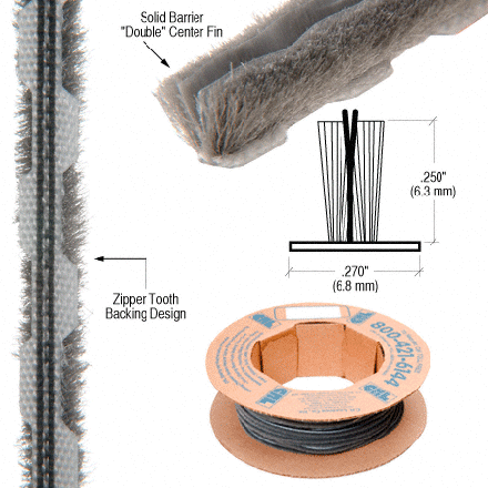 Zipper Pile Weatherstrip .270" Backing - .250" Pile Height - 100' Roll