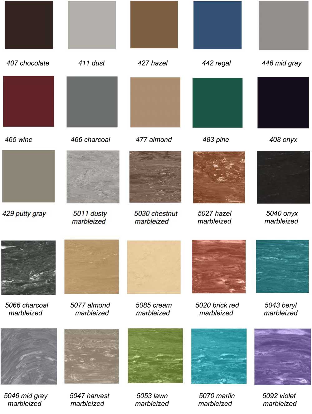 522 Landing Tile Color Chart